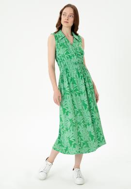 Kadın Koyu Yeşil Dokuma Elbise - 50262577027