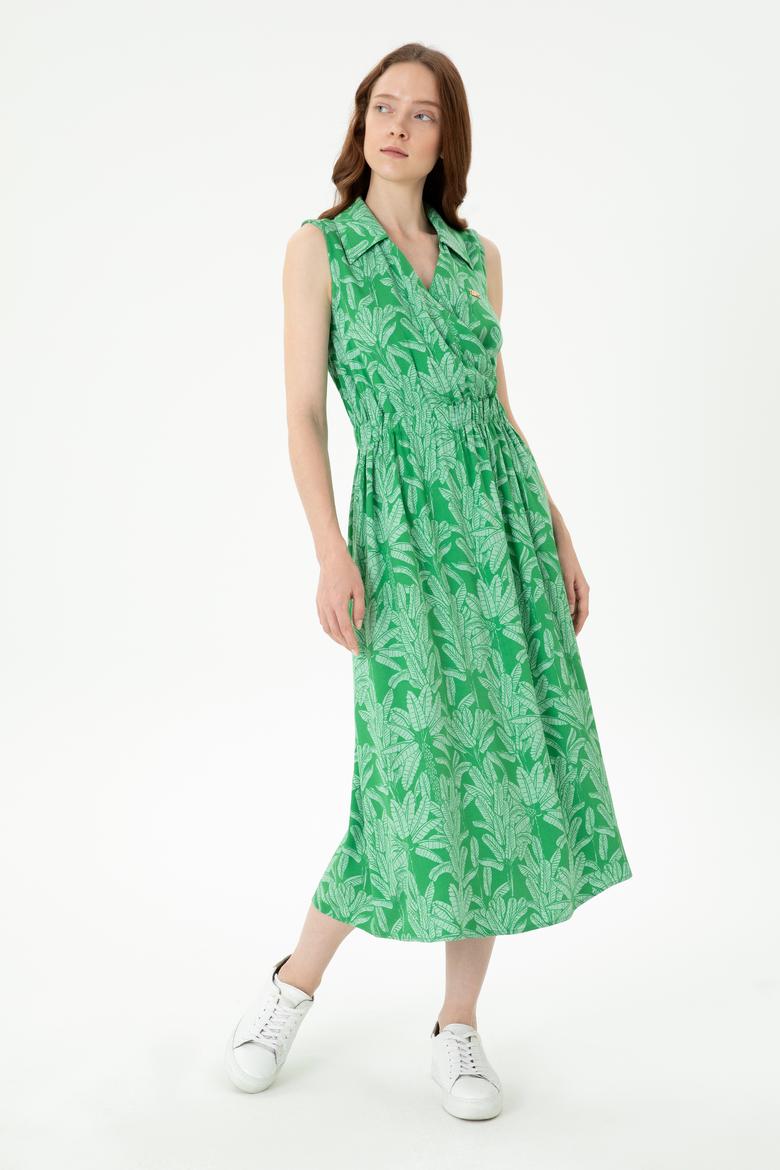 Kadın Koyu Yeşil Dokuma Elbise