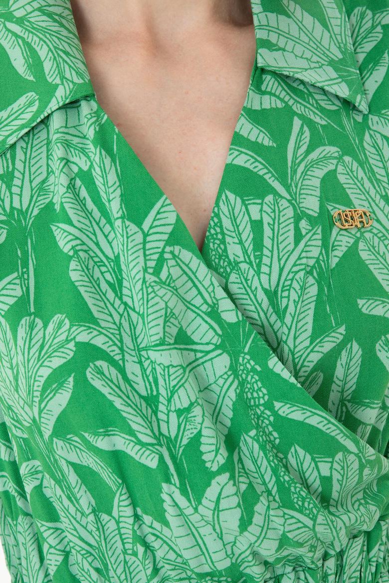 Kadın Koyu Yeşil Dokuma Elbise - 50262577027