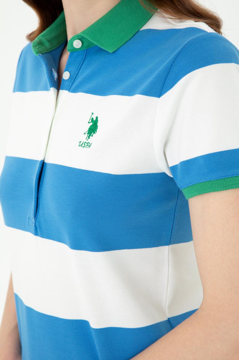 Kadın Saks Polo Yaka Tişört