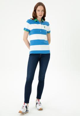 Kadın Saks Polo Yaka Tişört - 50262960043