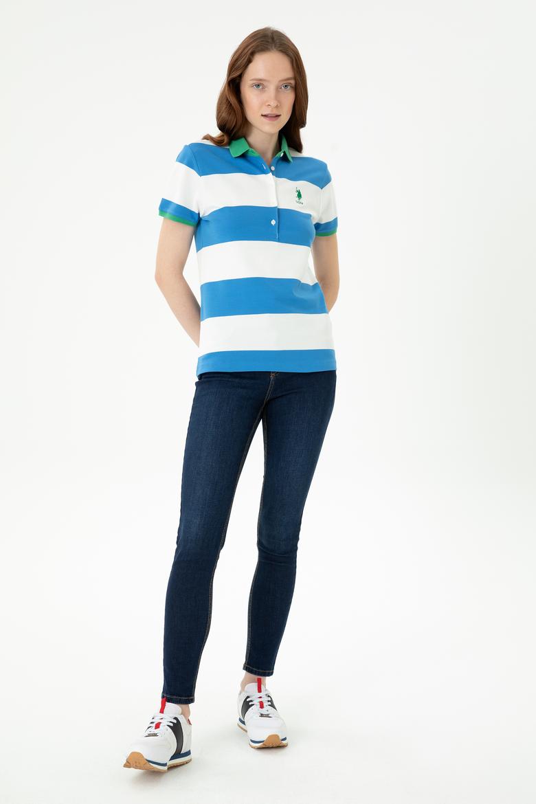 Kadın Saks Polo Yaka Tişört - 50262960043