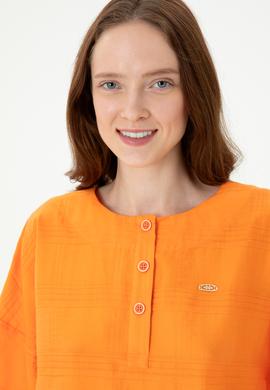 Kadın Turuncu Kısa Kollu Gömlek - 50264176010