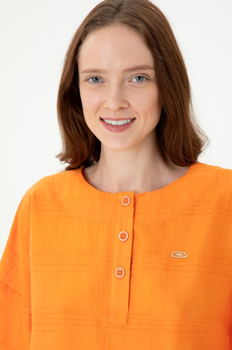 Kadın Turuncu Kısa Kollu Gömlek