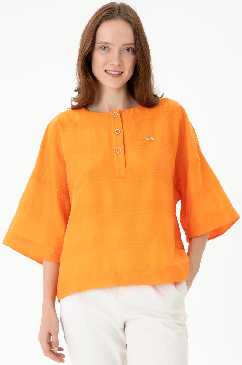 Kadın Turuncu Kısa Kollu Gömlek