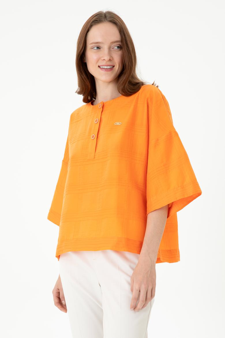 Kadın Turuncu Kısa Kollu Gömlek - 50264176010