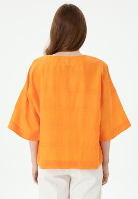Kadın Turuncu Kısa Kollu Gömlek - 50264176010