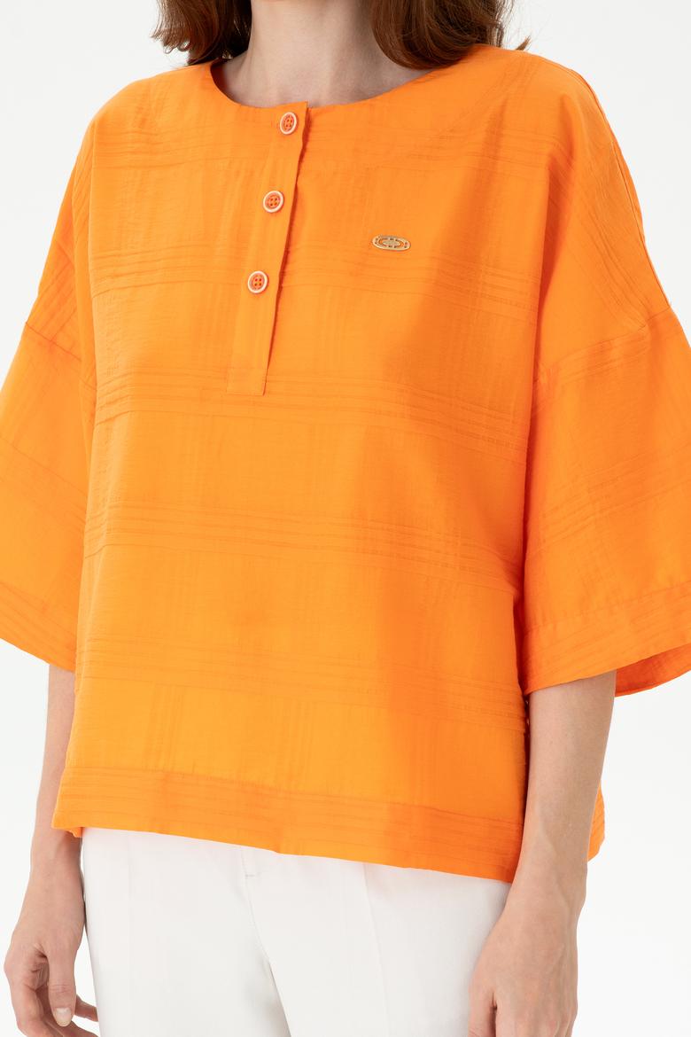 Kadın Turuncu Kısa Kollu Gömlek - 50264176010