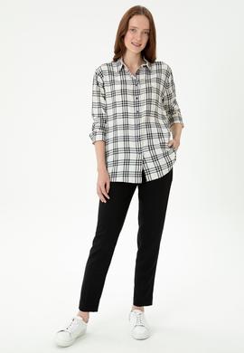 Kadın Lacivert Uzun Kollu Gömlek - 50264951018