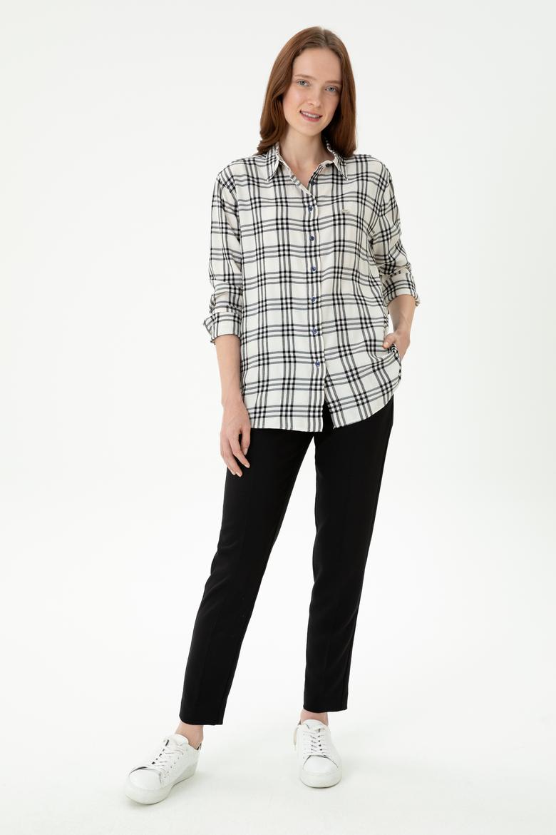 Kadın Lacivert Uzun Kollu Gömlek - 50264951018