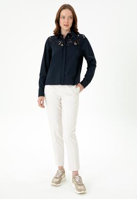 Kadın Lacivert Uzun Kollu Gömlek - 50271450002