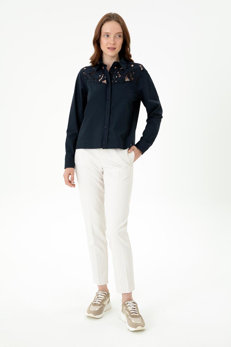 Kadın Lacivert Uzun Kollu Gömlek - 50271450002