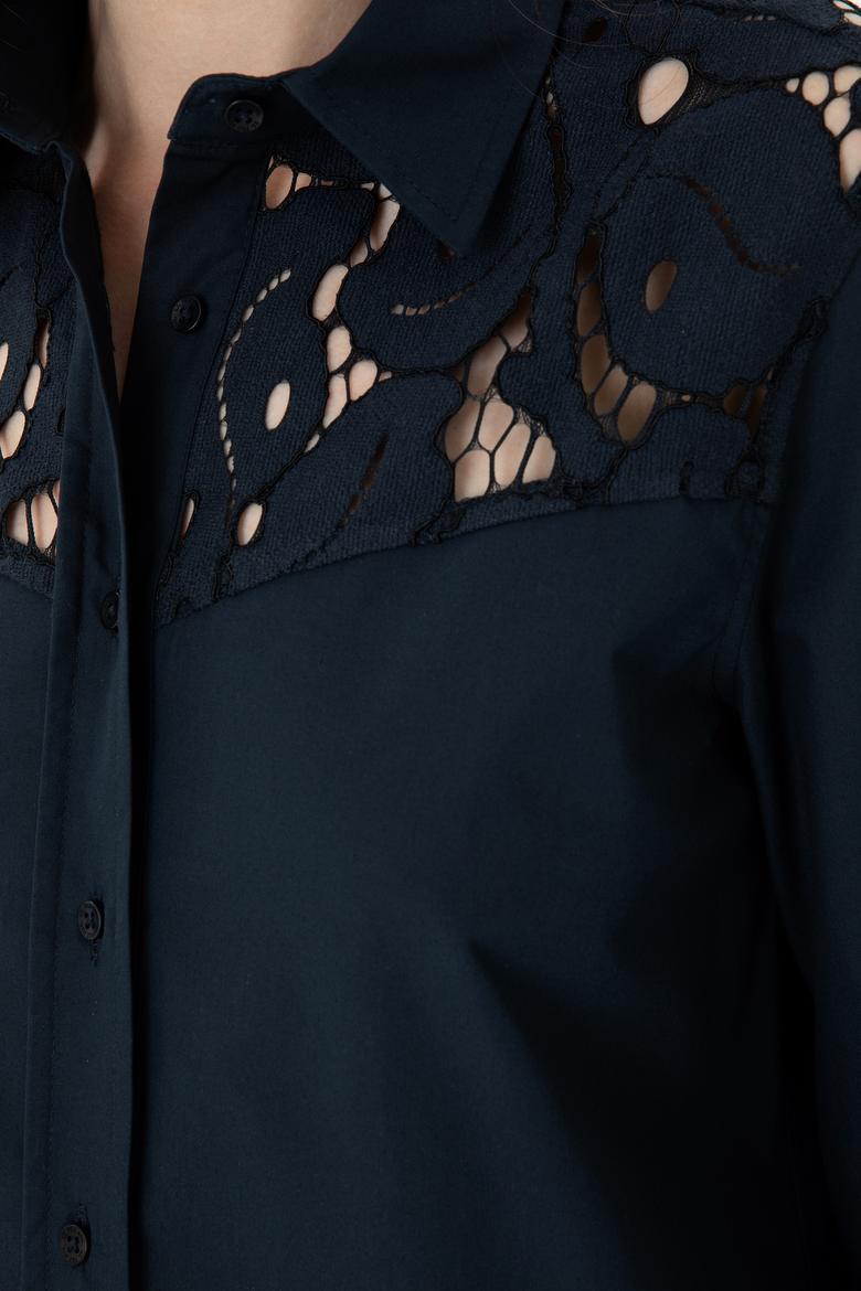 Kadın Lacivert Uzun Kollu Gömlek - 50271450002