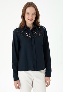 Kadın Lacivert Uzun Kollu Gömlek - 50271450002