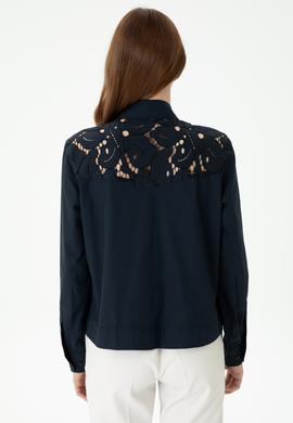 Kadın Lacivert Uzun Kollu Gömlek - 50271450002