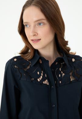 Kadın Lacivert Uzun Kollu Gömlek - 50271450002