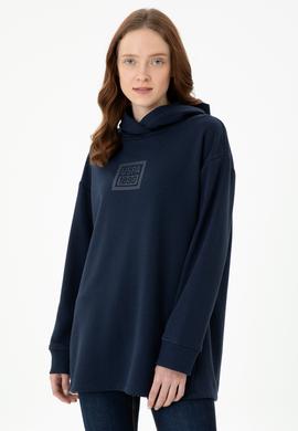 Kadın Lacivert Kapüşonlu Sweatshirt - 50271642028