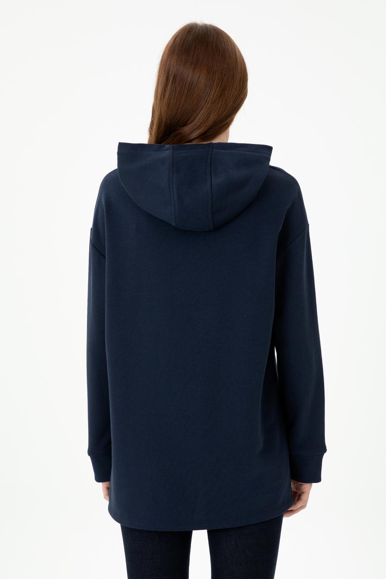 Kadın Lacivert Kapüşonlu Sweatshirt - 50271642028