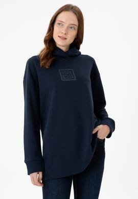 Kadın Lacivert Kapüşonlu Sweatshirt - 50271642028