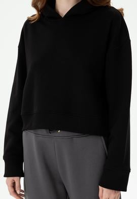 Kadın Siyah Kapüşonlu Sweatshirt - 50271652036