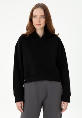 Kadın Siyah Kapüşonlu Sweatshirt - 50271652036