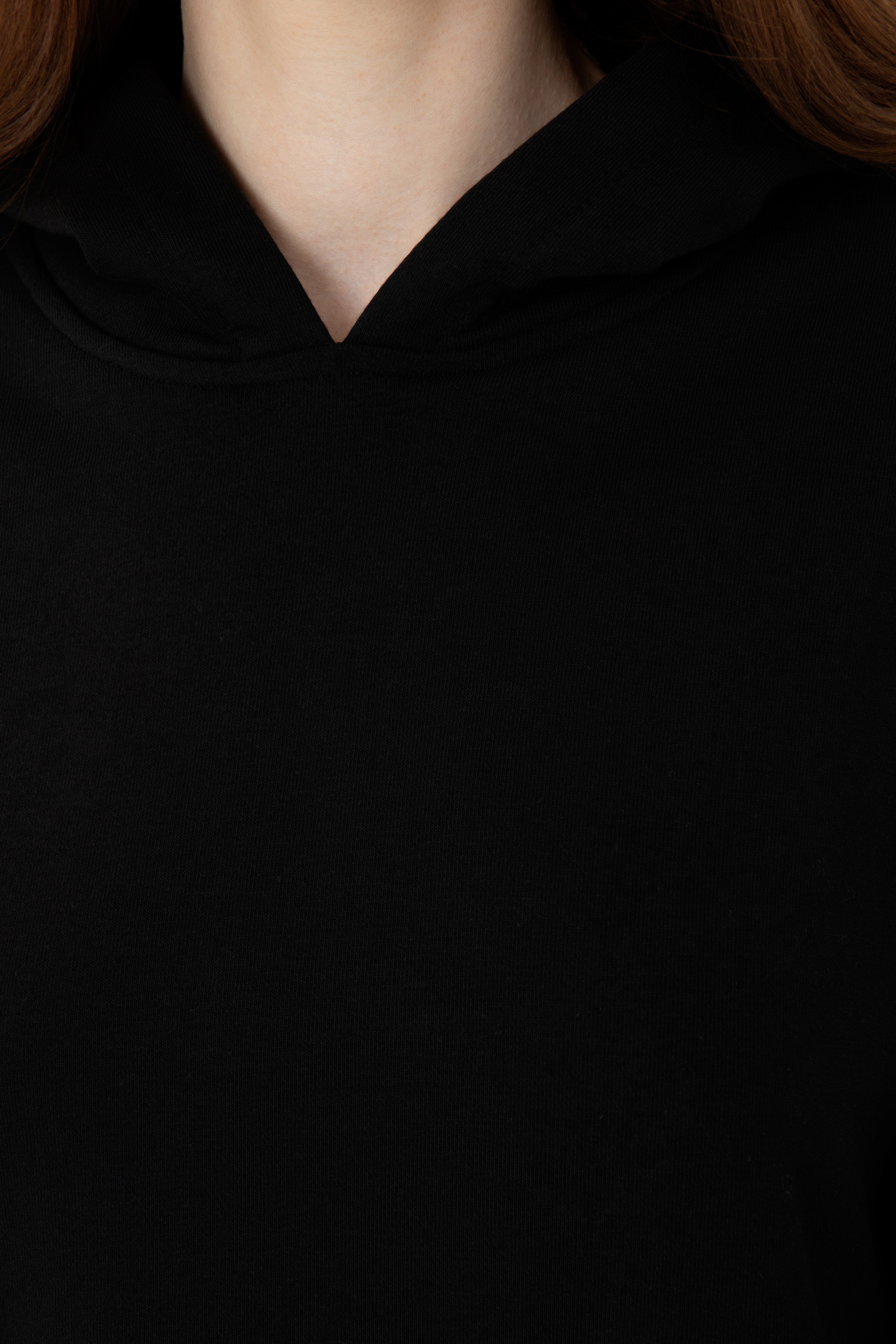 Kadın Siyah Kapüşonlu Sweatshirt - Image 7