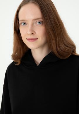 Kadın Siyah Kapüşonlu Sweatshirt - 50271652036