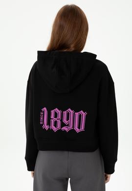 Kadın Siyah Kapüşonlu Sweatshirt - 50271652036
