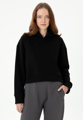 Kadın Siyah Kapüşonlu Sweatshirt - 50271652036