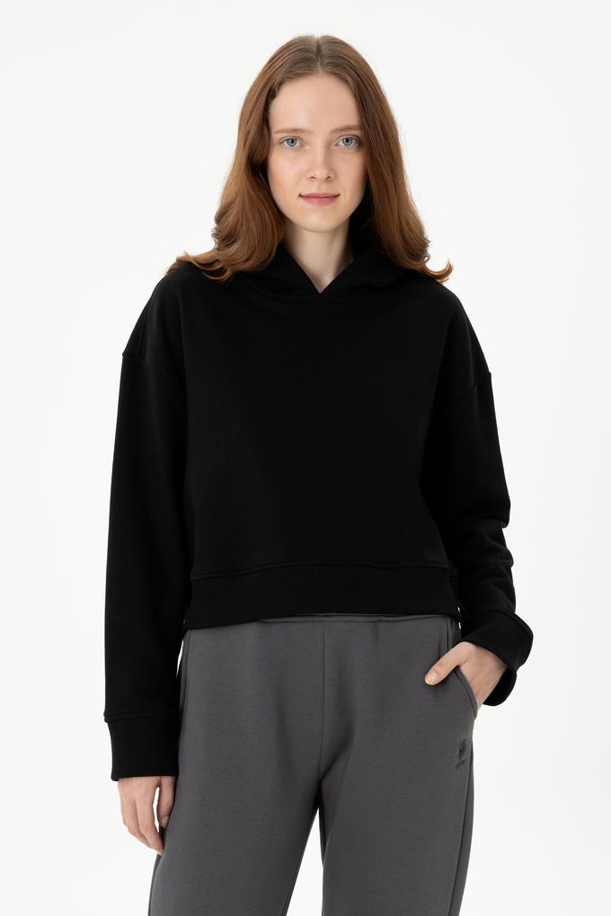 Kadın Siyah Kapüşonlu Sweatshirt