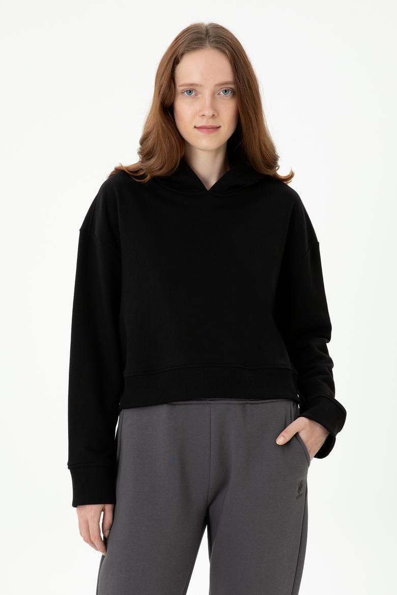 Kadın Siyah Kapüşonlu Sweatshirt