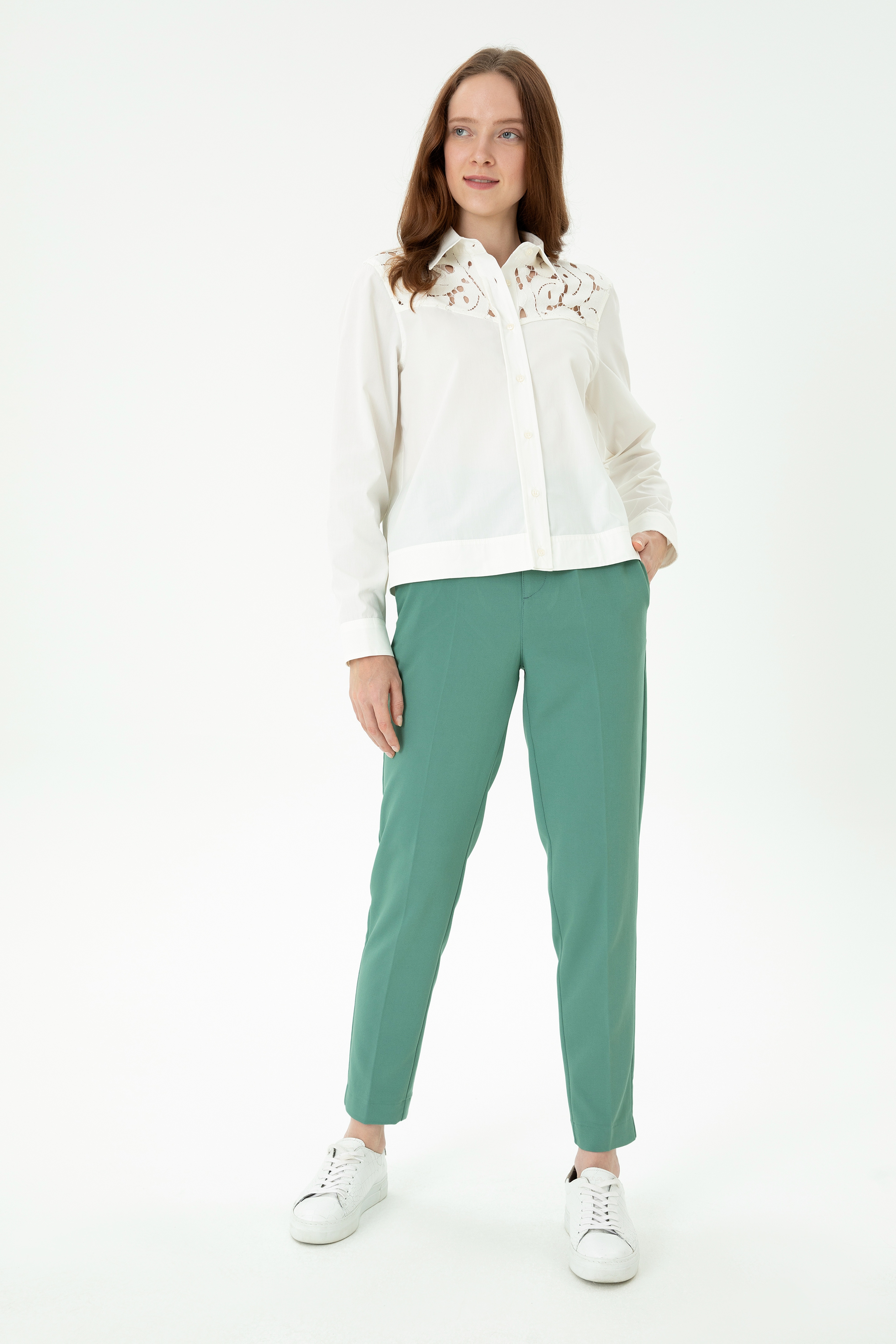 Kadın Mint Carrot High Waist Fit Pantolon - Image 3