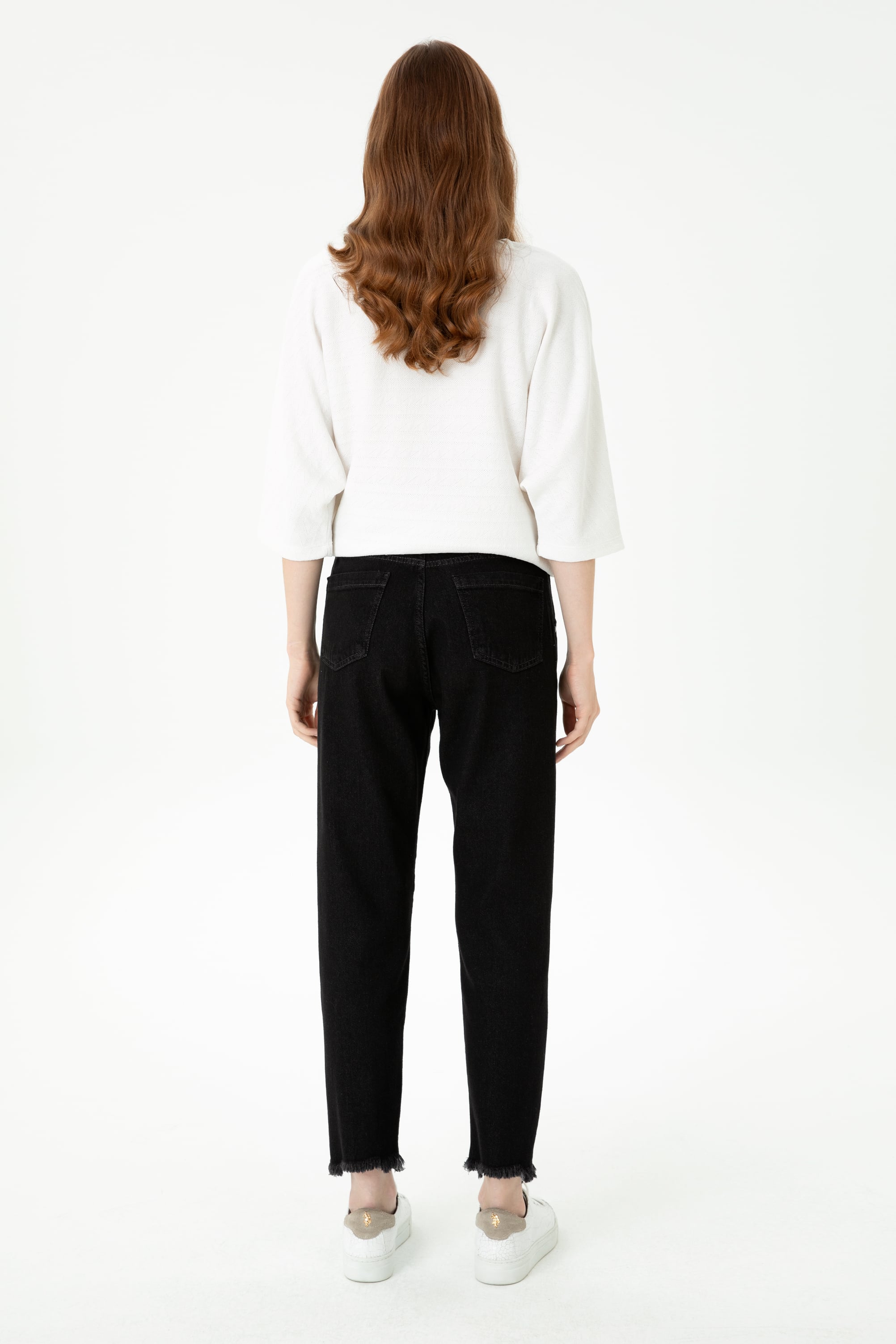Kadın Siyah Mom High Waist Fit Jean Pantolon - Image 4