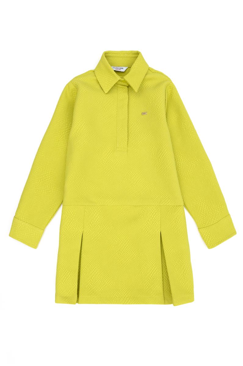 Kız Çocuk Fıstık Yeşili Dokuma Elbise