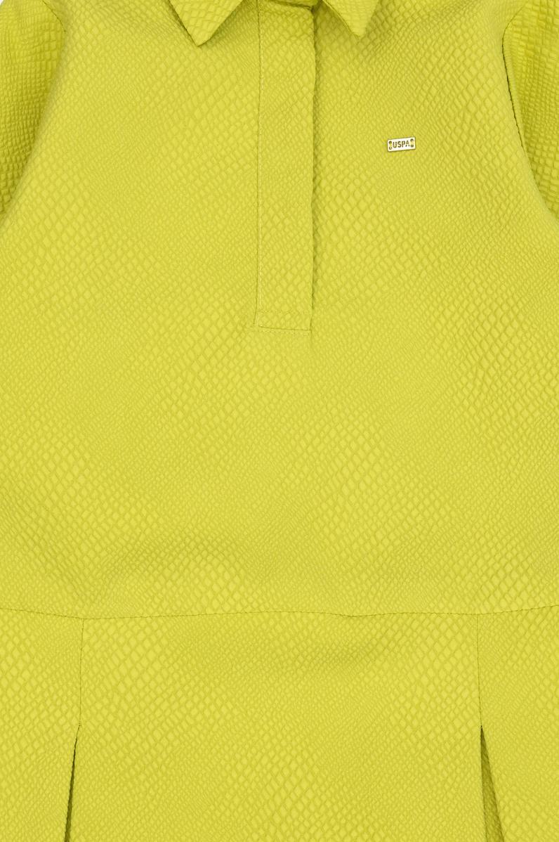 Kız Çocuk Fıstık Yeşili Dokuma Elbise