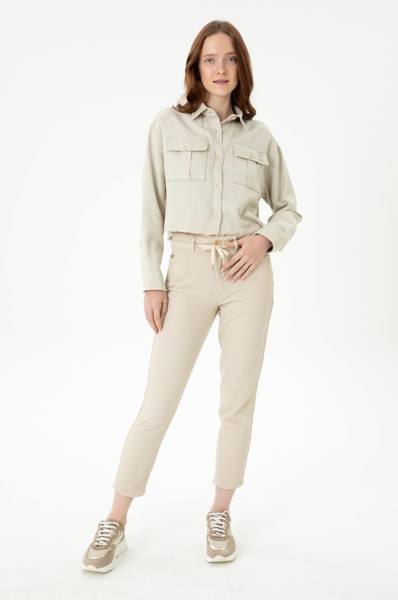 Kadın Bej Jean Pantolon