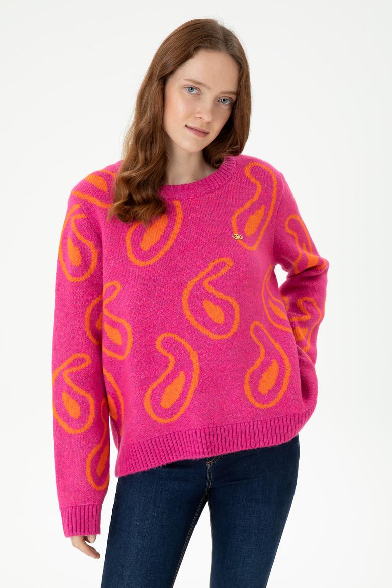 Kadın Bisiklet Yaka Menekşe Kazak