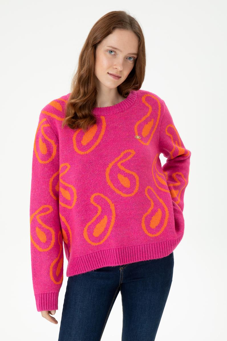 Kadın Bisiklet Yaka Menekşe Kazak