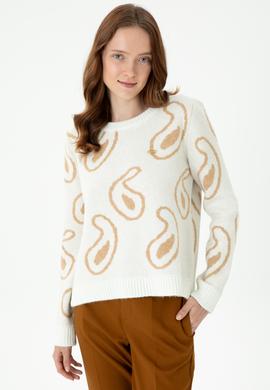 Kadın Bisiklet Yaka Krem Kazak - 50270424011