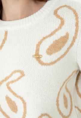 Kadın Bisiklet Yaka Krem Kazak - 50270424011