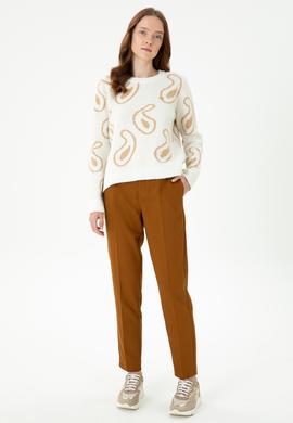 Kadın Bisiklet Yaka Krem Kazak - 50270424011