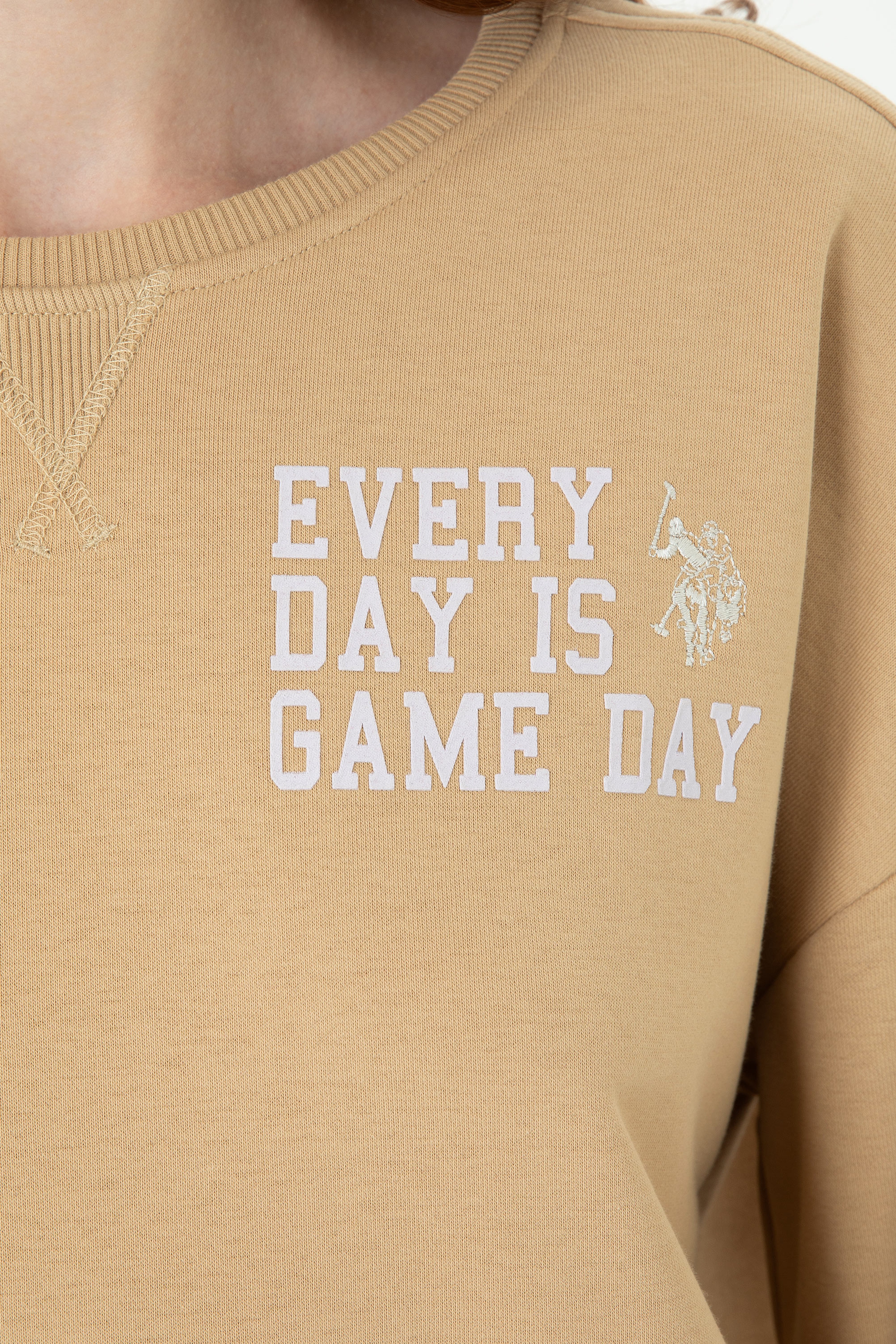 Kadın Kum Bisiklet Yaka Sweatshirt