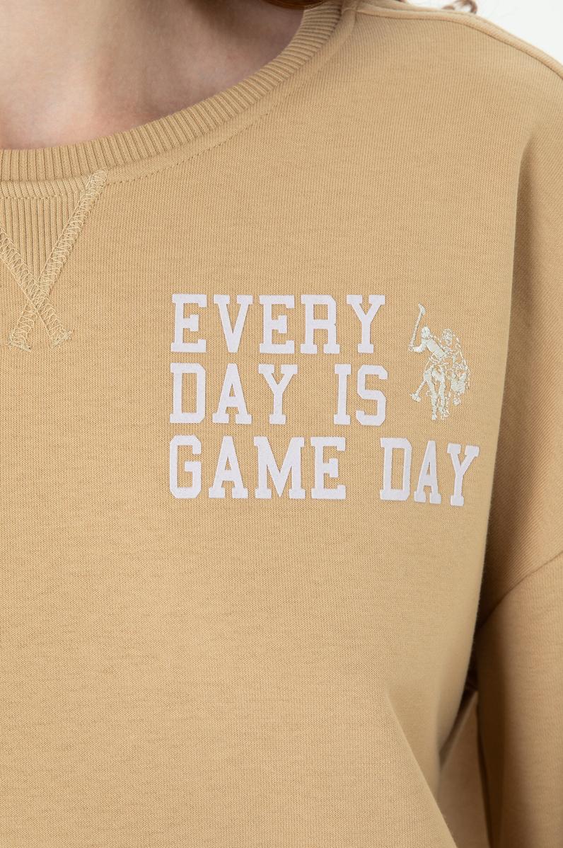 Kadın Kum Bisiklet Yaka Sweatshirt