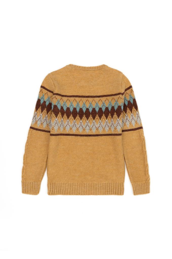 Erkek Çocuk Kum Melanj Bisiklet Yaka Triko Kazak