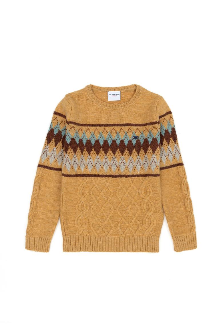 Erkek Çocuk Kum Melanj Bisiklet Yaka Triko Kazak