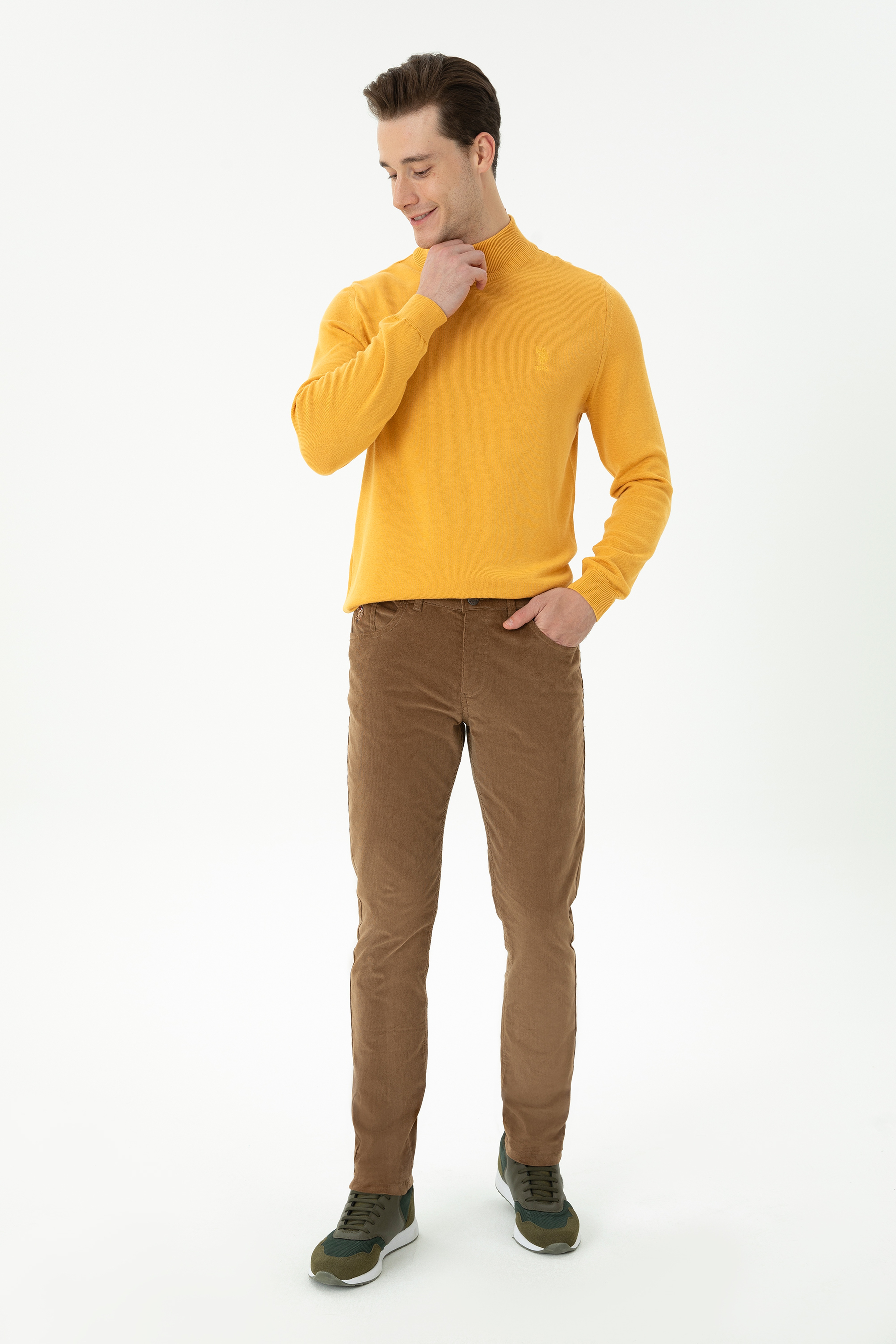 Erkek Slim Fit Camel Kanvas Pantolon - Image 1