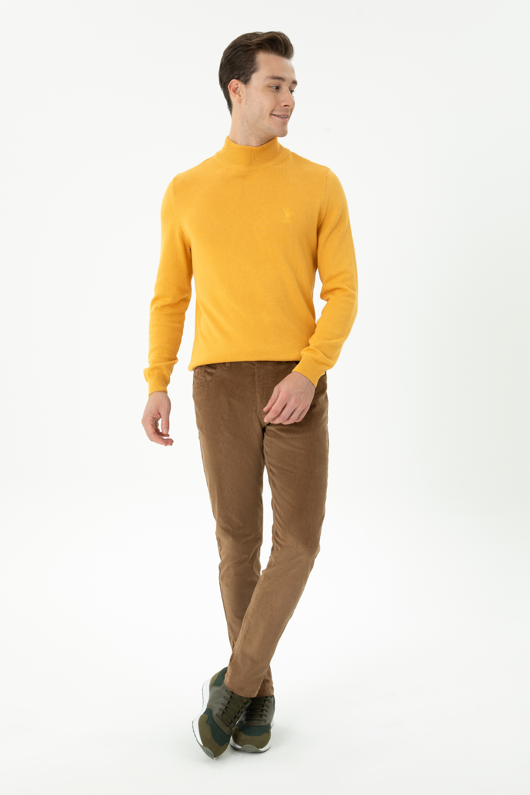 Erkek Slim Fit Camel Kanvas Pantolon