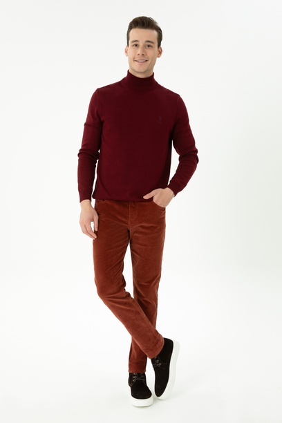 Erkek Slim Fit Kiremit Kanvas Pantolon