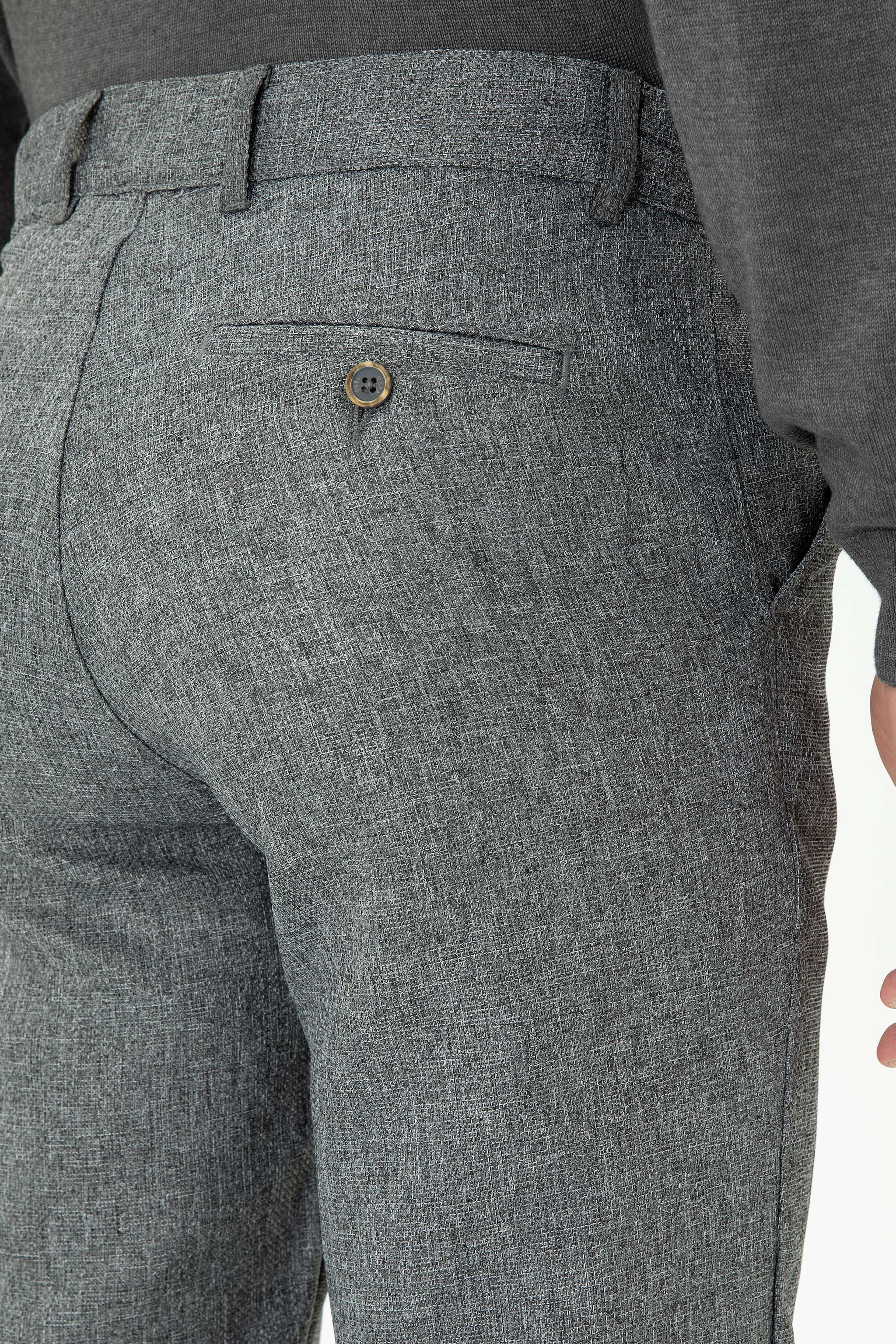 Erkek Carrot Fit Gri Kanvas Pantolon