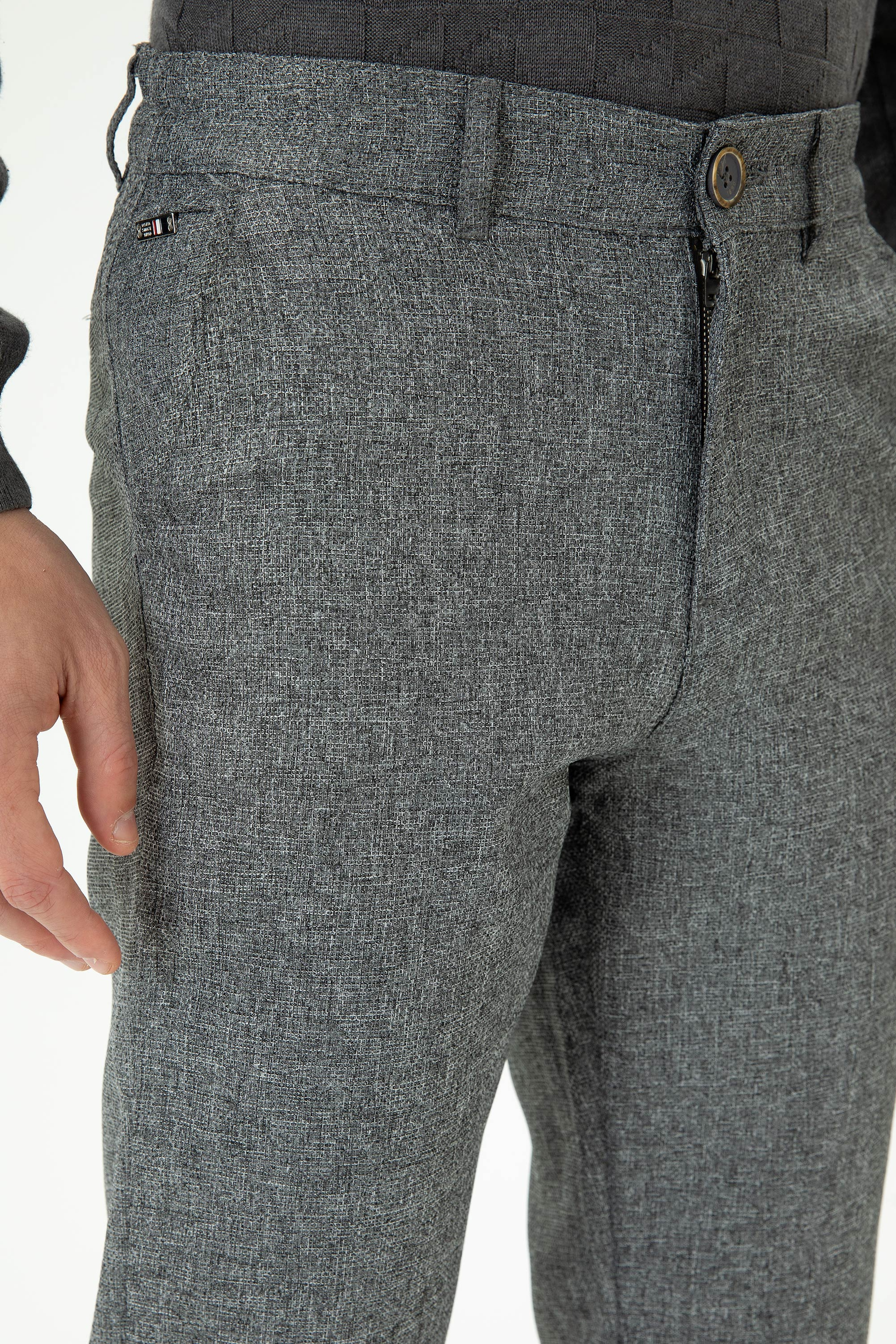 Erkek Carrot Fit Gri Kanvas Pantolon